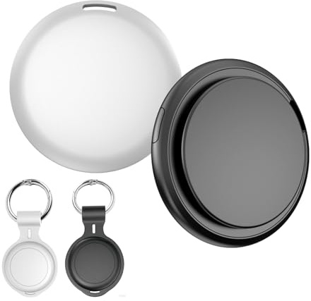 Air Tracker Tags-2-pack, artikelsökare för nycklar, bagage, artikellokalisering kompatibel med Apple (endast iOS) utbytbart batteri, IP67 vattentät smart tracker med nyckelring (svart och vit)