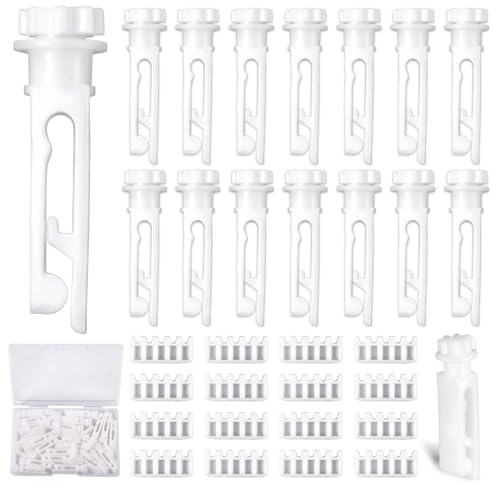 INJOYTEC 48 Pieces Vertical Blinds Replacement Stem and Gear White Plastic Vertical Pulley Replacement Parts Louver Gear kit for for Headrail Carrier Stem Curtain Accessories