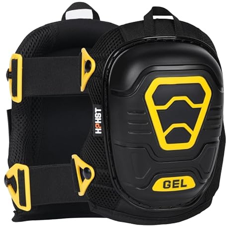 HPHST Professional Heavy-Duty Work Knee Pads with Gel & Foam Cushion – Slip-Resistant Support for Construction, Flooring, and Gardening (Yellow)