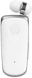 Celly, Auricolare Wireless Retrattile con Vibrazione per Chiamate, Connessione Doppio Dispositivo Bluetooth, Clip di Fissaggio Stabile e Cavo Anti-Groviglio, Fino a 12 Ore di Autonomia, Colore Bianco