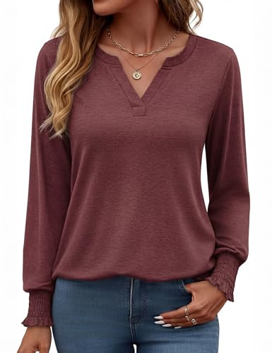 Gyabnw Blouse Femme Col V Manches Longues Bouffantes à Volants