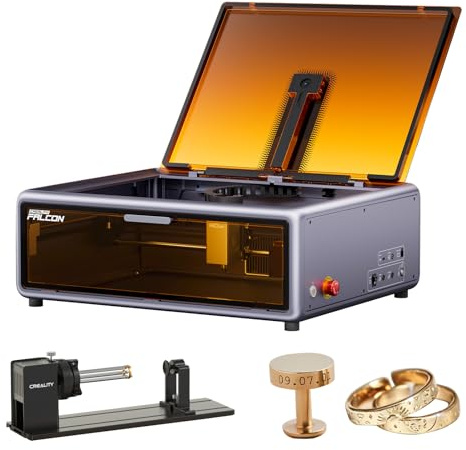 Creality Falcon A1 10W Laser Graviermaschine mit Rotary Roller Pro, Intelligente Kamera, Auto Materialerkennung, Geschlossener Laser Cutter, Arbeitsfläche 387 × 305 mm