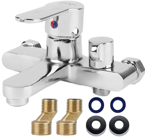 Rubinetto per vasca da bagno, miscelatore per vasca da bagno, rubinetto monocomando per vasca da bagno, uscita doccia da 1/2 pollici, rubinetto cromato da parete per doccia e vasca