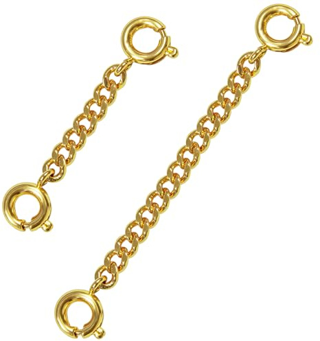 XETHI Lot de 2 Extension de Bracelet | Chaîne de Sécurité 3cm à Double Fermoir pour Bracelets | Rallonge de Collier 6cm pour Bijoux, Or