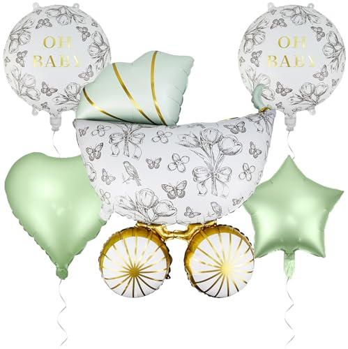 NISENTIA 5 globos Oh Baby OH, globos para bebé, globos para decoración de baby shower, decoración de baby shower, decoración para fiestas de bebés, fiestas de nacimiento para niños y niñas, fiestas de