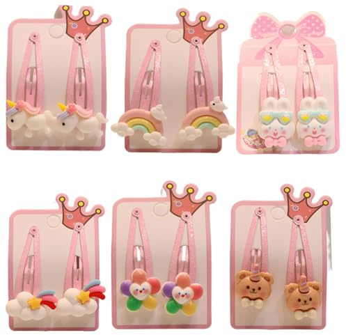 CEJAS 12 Pezzi Mollette per Capelli Bambina Ragazzina Neonata, Fermagli Capelli Colorati Fermaglio Brillanttino con Unicorni Stella, Set Accessori Pinze per Capelli, per Donna Adolescenti