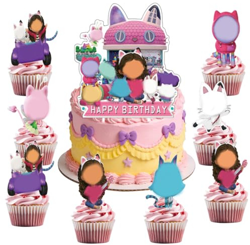 Cartoon Tortendeko Geburtstag Kinder, 25 Stück Cupcake Toppers, Happy Birthday Cake Topper, Themen Tortenaufsätze für Junge Mädchen Kindergeburtstag Party