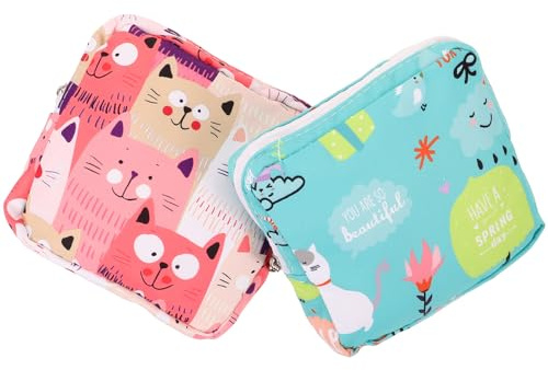 LIFKOME Borsa per Assorbenti da Viaggio in Cotone 2 Pezzi Cerniera Robusta Multiuso per Donne Femminili Salvaspazio e Resistente All'acqua per Viaggi Stile Casuale