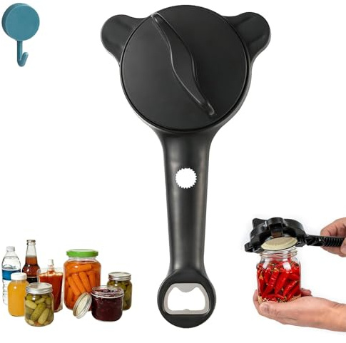 Apricoperchi per anziani, 4 in 1, multifunzione, regolabile da 2,5 a 8,9 cm, per mani deboli e artrite, apribottiglie da cucina per barattoli, bottiglie, barattoli a vite
