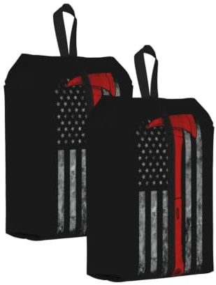 Firefighter Axe Red Line Flag Print Large Capacity Travel Shoe Luggage Bag, Waterproof Portable Footwear Storage Bag for Swimming-