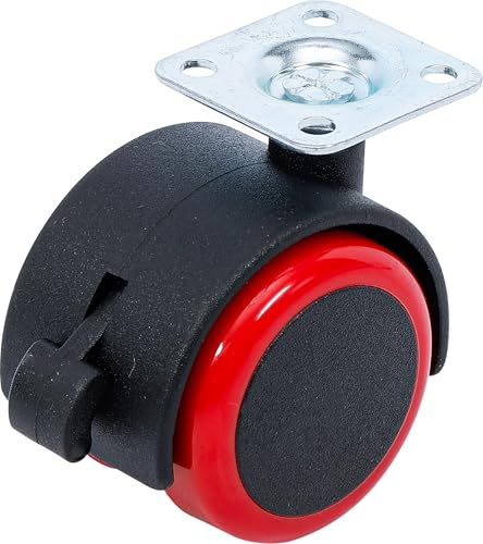 BGS Diy 80338 | Ruedas de dirección dobles con freno | rojas/negras | 50 mm