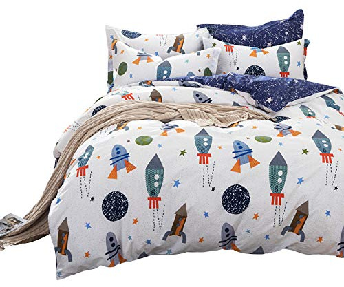 Brandream Space Bedding Set Full Size Kids Boy Girl Space Galaxy Bedding Set 3-Piece Duvet Cover Set