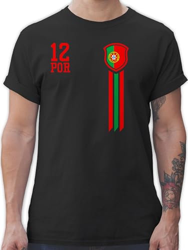T-Shirt Herren - Fußball EM - 12. Mann Portugal Fan-Shirt WM - M - Schwarz - Fussball Shirt Europameisterschaft 2024 Fanartikel Fussball-wm tishrtt männer Trikot fu Ball fußballer t Shirts Tshirt