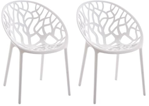 CLP 2er Set Gartenstühle Hope Kunststoff I Stapelstühle wetterfest und UV-beständig I Outdoorstühle pflegeleicht I Sessel für draußen, Farbe:weiß