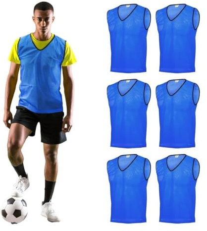 GSi Mesh-Trainingsleibchen für Fußball, Basketball und Teamsport | Einheitsgröße, Atmungsaktives Mesh, Verstärkter Hals- & Armausschnitt, 6er/12er-Packs, 6 Farben