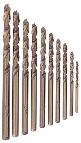 Metallbohrer Set, 10 Stück HSS Cobalt Bohrer, Spiralbohrer für Metallbohren, M35 Kobalt-Bohrer-Set, Zum Bohren auf Edelstahl, Gusseisen, Blech, Stahlblech(1 mm) | Spiralbohrer-Set 10tlg, M35 Kobaltstahl, Metall, Stahl und Gusseisen