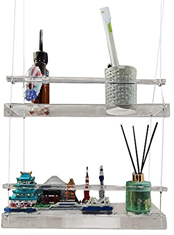 Marooma Hängendes Fenster-Pflanzenregal, für den Innenbereich, transparentes Hängeregal aus Acryl, Pflanzenständer, Blumentopf-Organizer, Aufbewahrungsregal für Schlafzimmer, Badezimmer (2 Ebenen)