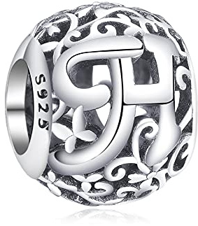 Annmors Damen Buchstabe A-Z Charms für Armband 925 Sterling Silber Anhänger Vintage Alphabet Bead Buchstabieren Sie das Wort Sammlung