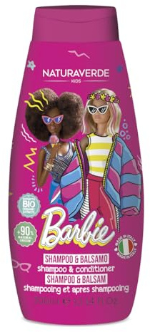Naturaverde | Kids - Mattel Barbie - Shampoo e Balsamo per Bambini, Prodotti per Igiene Bambini, con Estratto di Tè Verde BIO, 300ml