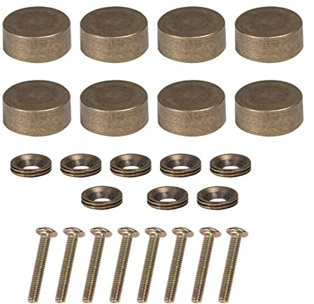 8PCS Decorative Caps Cover Nails Copper Mirror Screws Sign Holder Advertising Nails Cap Fasteners Hardware Vintage Bronzed for Mirrors,Tea Tables, Wardrobes, or Glass Furniture (12mm)