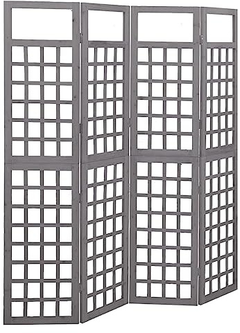 vidaXL Tannenholz Massiv Paravent Spalier 4-TLG. Rankhilfe Raumtrenner Raumteiler Trennwand Umkleide Sichtschutz Spanische Wand Grau 161x180cm