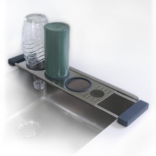 Sanni Shoo drip.it! Scolabottiglie in Acciaio Inox Multiuso e Estensibile | Practico, Pieghevole, Salvaspazio, Resistenti al Calore | Scolapiatti per Bottiglie | Organizer/Accessori/Supporti Cucina
