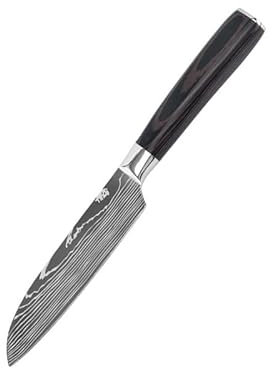 Juego de cuchillos para rebanar cuchillo hecho a mano mango de madera cuchillo de chef cuchillo de acero inoxidable (5 pulgadas cuchillo Santoku)