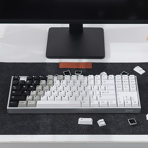 Doubleshot - Set di copritasti in PBT, nero e bianco, 75%, tappi per tasti personalizzati con profilo in ciliegio, per tastiere meccaniche da gioco (121 tasti, solo tasti)