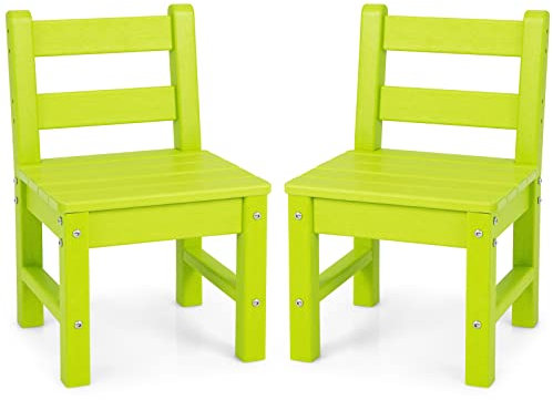 LIFEZEAL Kinderstühle 2er Set, Schreibtischstuhl aus Holz, Gartenstuhl Mit Rückenlehne, Kunststoff Kinderschreibtischstühle, Stabile Sitzgruppe, Stuhl für Kinder