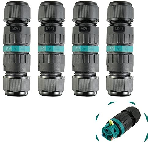 SIGANDG Cavi Manicotti di Connessione Cavi di Messa a Terra Scatola di Giunzione Impermeabile IP68 3 Poli Diametro del Cavo 5-12 mm (4 Pcs)