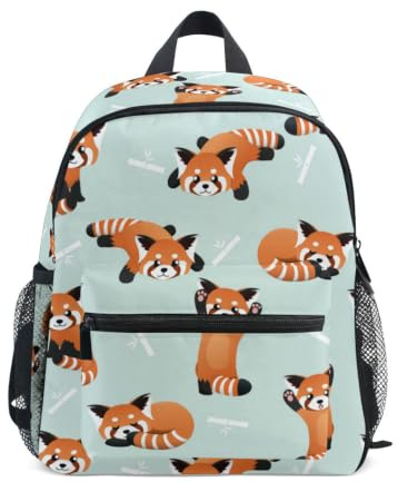 Mnsruu Kinderrucksack - Kindergartenrucksack - Reisetasche für Jungen und Mädchen, Red Panda, S, Tagesrucksack