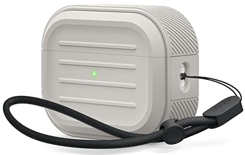 elago Armor Hülle Kompatibel mit AirPods Pro 2 Case, Kompatibel mit AirPods Pro 2. Generation, Lanyard Enthalten, Unterstützt Drahtloses Laden, Stoßfest, Vollständiger Schutz (Taupe) | kabelloses Laden, Handgelenkband inklusive, stoßfest, Rundumschutz (Taupe)