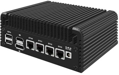HUNSN Micro Firewall Appliance, Mini PC, VPN, Router PC, Intel Alder Lake-N 12th Gen N100, HUNSN RJ35, GPIO, TF Slot, HDMI, DP, 4 x 2.5GbE I226-V, Barebone, NO RAM, NO Storage, NO System
