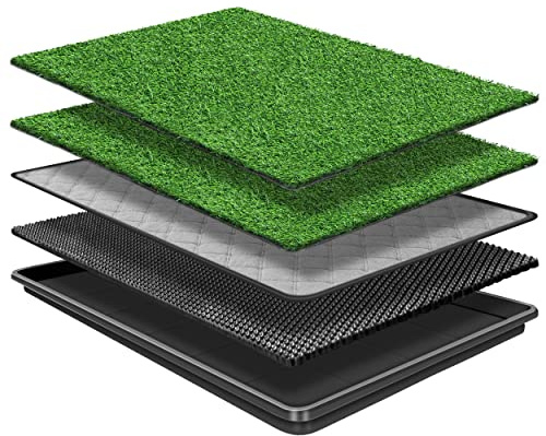 GoldOuya 60 x 90 cm Hundegras-Pad mit Tablett für Innen-und Außenbereich,große Hunde-Töpfchentraining ist EIN komplettes Töpfchensystem Gras-Pinkelpads für Hunde mit Tablett ist wiederverwendbar