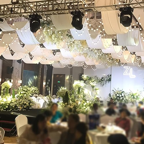Egurs Hochzeit Dekoration Stretch-Stoffe Weiß Hochzeitssaal Querbehang Vorhänge Dekostoff Banner Raumdekoration Freihanddeko Hochzeit Querbehänge Fensterdeko Hochzeitsbogen Gardinen 80cmx50Meter