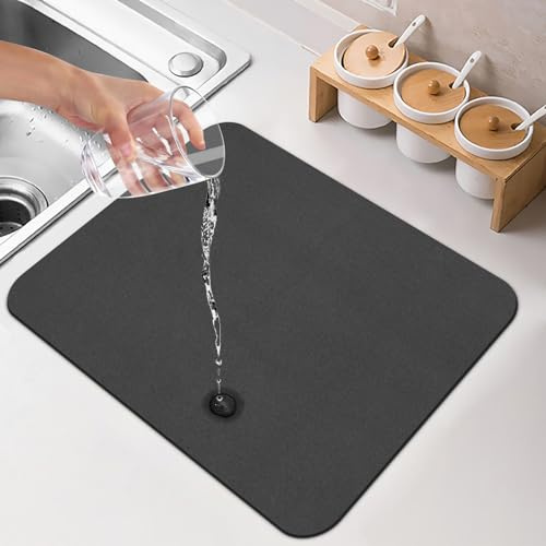Tapis Egouttoir Vaisselle, 40×30 cm Tapis Vaisselle Egouttoir Absorbant, Tapis de Machine à Café pour Un Séchage Rapide, Tapis Absorbant Vaisselle pour Cuisine