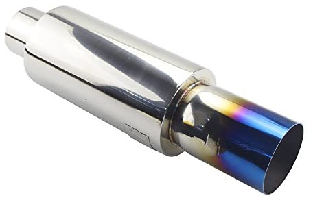 UTOYA Auspuff Schalldämpfer Universal Edelstahl Auspuffanlagen Rennschalldämpfer 2 2,5 Bis 3 Auto Auspuff Schalldämpfer Endschalldämpfer Blau Silber Endrohre (Farbe : Blue 51MM)