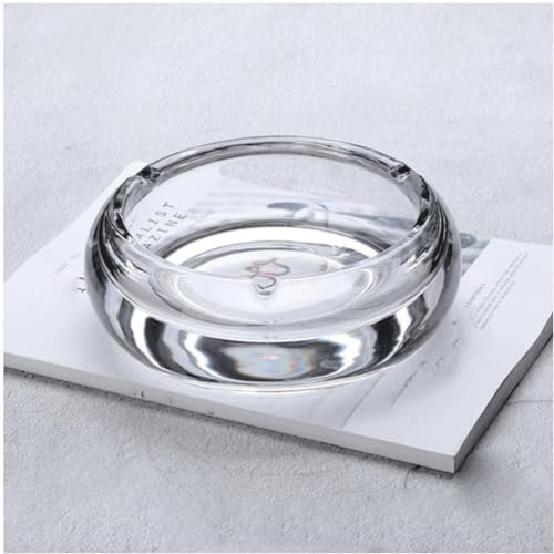 Rieort Aschenbecher, Kristallglas-Aschenbecher, runder transparenter Aschenbecher, Persönlichkeit, Leichter Luxus-Innenaschenbecher, tragbarer Außenaschenbecher