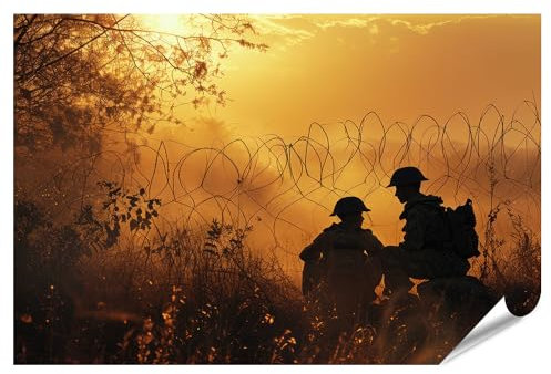islandburner Prime Bild Poster Soldaten Sonnenaufgang Hinter Stacheldraht Premium Bilder Fotodruck