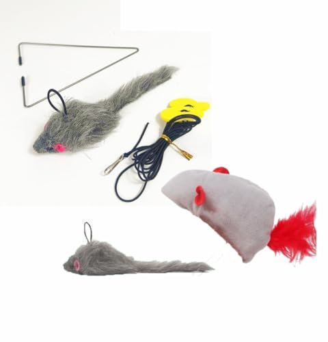 LATRAT Katzenspielzeug Selbstbeschäftigung Hängende Türrahmen Elastische Maus, mit 2 Ersatzmäusen, Katzenspielzeug Türbehang ​Hüpfendes Einziehbares für Katzenauslauf und gegen Langeweile