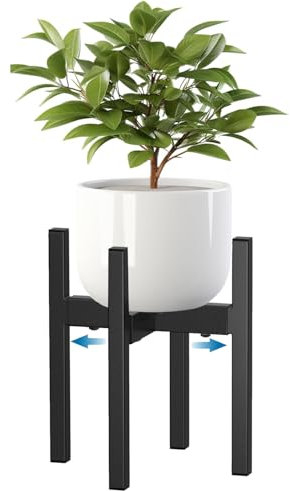 Redomway Verstellbare, robuste Metall-Pflanzenständer für hohe Pflanzen Einzelner Blumentopfständer Schwarzer Pflanzentopfhalter für Zimmer- und Außenpflanzen (Blumentopf nicht enthalten)