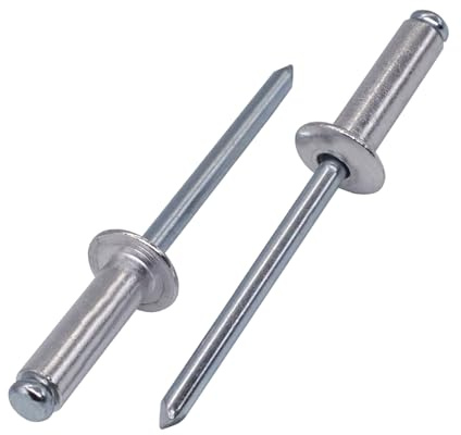 SKIR'CO (80 Stück) Blindnieten aus verzinktem Stahl 4,8 x 16 mm Stahldorn Popnieten Kuppelkopf DIN 7337 Nieten