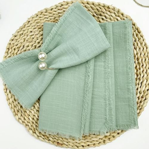 50 Stück 31 x 31 cm, 100% Baumwolle, Salbeigrün, wiederverwendbar, für Hochzeit, Party, Weihnachten, Tischdekoration, Retro-Stoffservietten