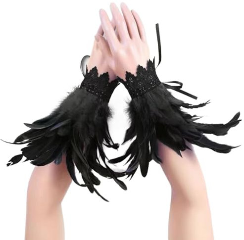 BEBIKR Brauthandschuhe Für Junggesellinnenabschiede Braut Geschenk Brautparty Hochzeit Schwarze Spitze Feder Brauthandschuhe Für Hochzeit Fingerlos