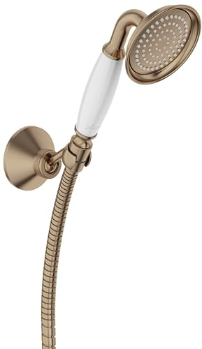 Jacob Delafon - Set de douche Louise - Avec Crochet, Flexible et douchette - Design Rétro - Économie d’eau - 150x8,50x7,30 cm - Finition Bronze - E24365-BCN