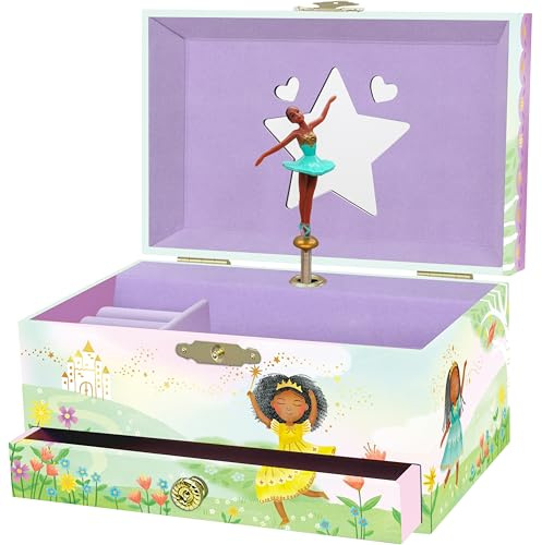 Giggle & Honey® Musical Ballerina Kids Jewellery Box - Girls Jewellery Box with Mirror, Ballerina Gifts for Girls Age 4-6