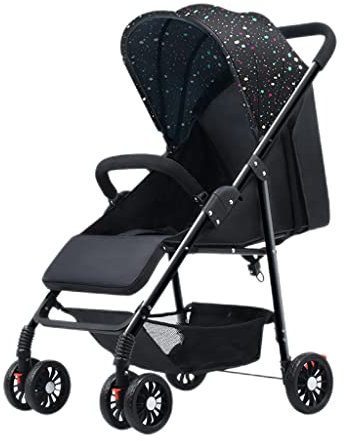 ZONABSQQ Kinderwagen Kinderwagen, verstellbare Rückenlehne und Verdeck, großer Stauraum, verstellbare Fußstütze, 5-Punkt-Gurt, Star Black Komfort und Sicherheit