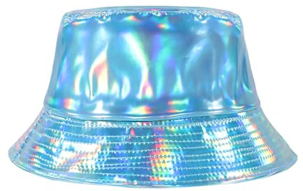JJDreams Unisex Glitzer-Kappe Metallisch Hip Hop Hut Farbwechsel-Hut Kopfbedeckung Glänzender Bucket Hat für Mottoparty