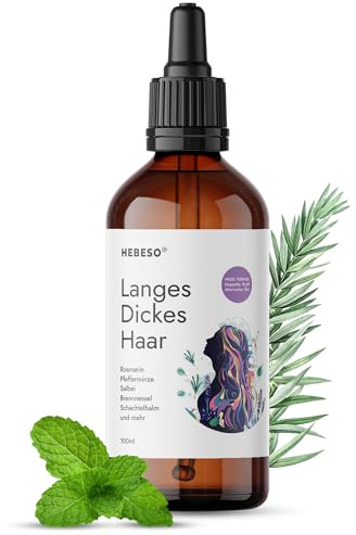 HEBESO® Langes Dickes Haar Neue Formel 100ml – Natürliches Haaröl mit Rosmarin, Pfefferminze, Brennnessel, Ackerschachtelhalm, Salbei & Ölkomplex – Stärkt Wurzeln & Fördert Wachstum