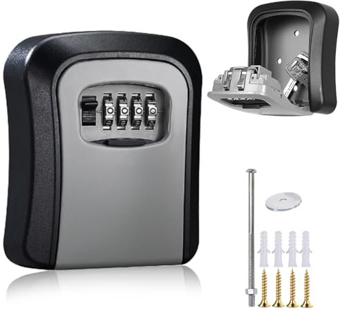Schlüsseltresor Wandmontage, 4 Stelliger Code Schlüsseltresor, Schlüsselsafe Außen, Große Kapazität Schlüsselversteck, Wetterfest und Rostfrei Schlüsselkasten, für Garage Home Office Industries